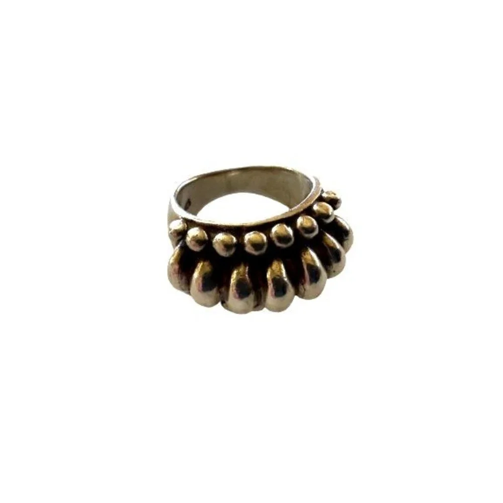 Vintage Sterling Silver Bubble Dome Modernist Ring Size 6.75